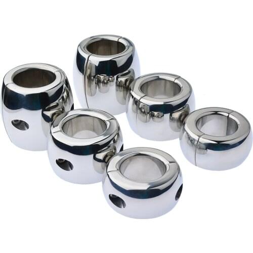 BDSM Heavy Duty Penis Bondage Ring Metal Penis Lock Cock Ring Weight Ball Stretcher Scrotum Delay Ejaculation Sex Toys for Men