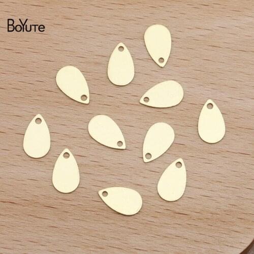 BoYuTe (200 Pieces/Lot) 10*6MM Water Drop Metal Brass Charms for Jewelry Making Diy Hand Made Materials Wholesale