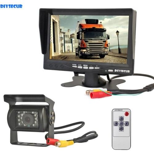 DIYSECUR Sun Shade 7" TFT LCD Display Rear View Car Monitor + Waterproof IR Night Vision Rear View Camera Car Camera