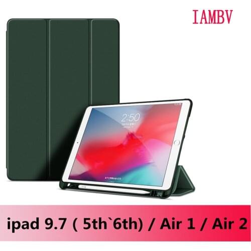 For iPad 9.7 inch (2017 2018) with Pencil Holder Cover PU Leather Funda Coque for iPad 9.7 inch Air1 (2013) 9.7 inch Air2 (2014)