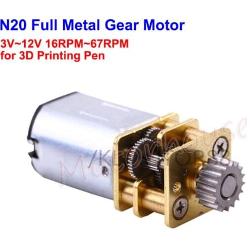 GA12YN20-298-3DP DC 3V-12V 16RPM-67RPM N20 Mini Full Gearbox Gear Motor For 3D Smart Printing Pen