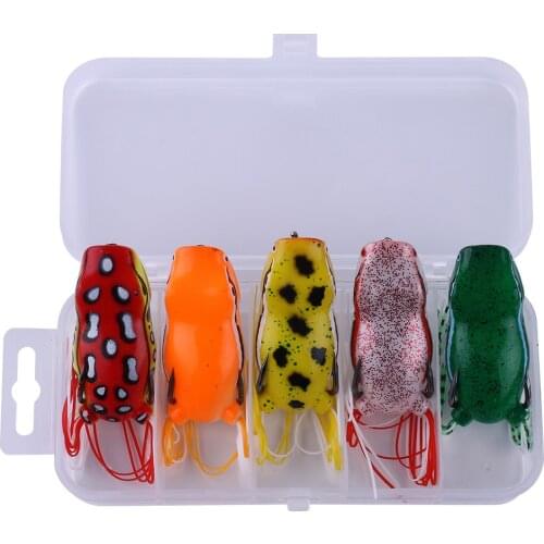 HENGJIA 5pcs Soft Ray Frog Fishing Lures Set With A Box 5.5CM/12G Carp fishing Wobbler Top Water Pesca Fishing Tackle