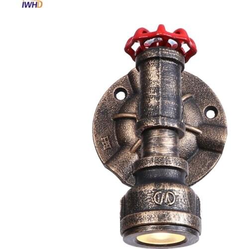 IWHD Loft Decor Industrial Retro Wall Lights For Home Lighting Stair Mirror Light Water Pipe Vintage Wall Lamp Sconce Luminaria