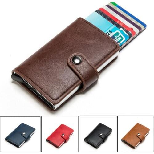 High Quality Wallet Men Money Bag Mini Purse Male Aluminium Card Wallet Men Hot Blocking Slim Wallet Leather Money Credit Card