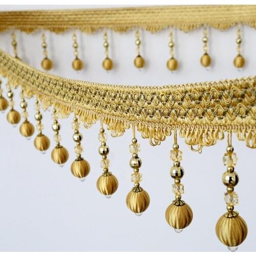 Superior Quality Lace Curtain Tassel Hanging Ear Crystal Beads Lace Curtain Trim Living Room Decoration Accessories