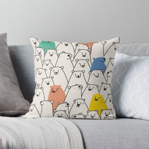 Bears pattern Throw Pillow Cushion Cover Polyester throw pillows case on sofa home living room car seat decor 45x45cm