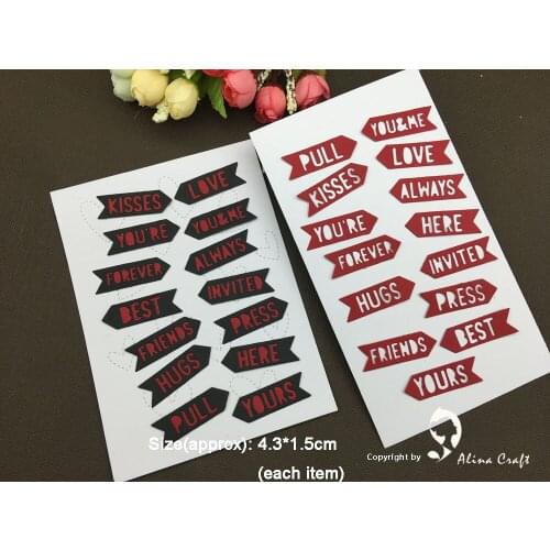 AlinaCraft METAL CUTTING DIES cut 14pc wish letters alphabet arrow indicator tag die banner Scrapbook paper craft card punch