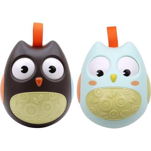 Baby Nodding For Kid Moving Eyes Owl Doll Baby Rattles Gifts Baby Roly-Poly Tumbler Toy With Bell Toys For Children