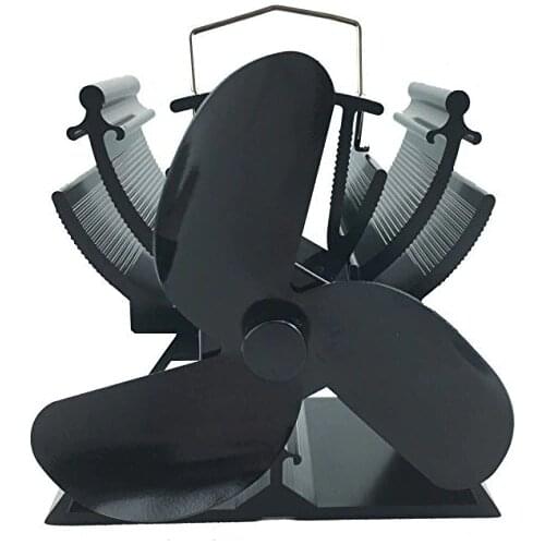 12.5cm Height Mini Heat Powered Stove Top Fan For Small Space On Wood / Log Burner /Fireplace Stove - Eco Friendly (Black)
