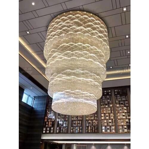 Custom Crystal Big Chandelier Round Hotel Lobby Light Atmosphere Villa Living Room Duplex Building Middle Floor Company Hall led