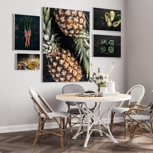 Food Kitchen Poster Wall Art Canvas Print Avocado Pineapple Tea Carrot Painting Decorative Picture Modern Dining Room Decoration
