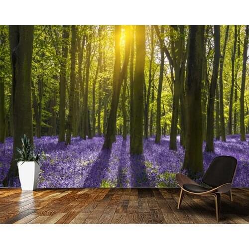 Papel de parede bellflower in the woods forest natural landscape 3d wallpaper,living room bedroom wall papers home decor mural