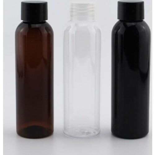 Wholesale 50pcs 120ml Plastic Empty black brown shampoo bottle plastic shower bottles screw cap Empty travel cosmetics container