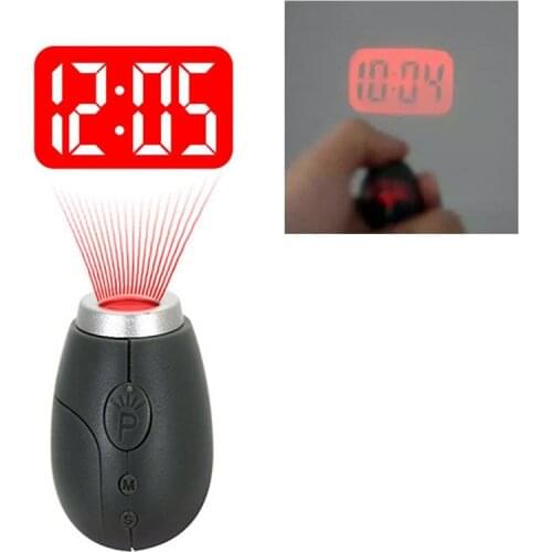 Portable Projection Clock Night Light Creative Digital Time LED Flashlight Torch Lamp With Keychain Nightlight For Emergency