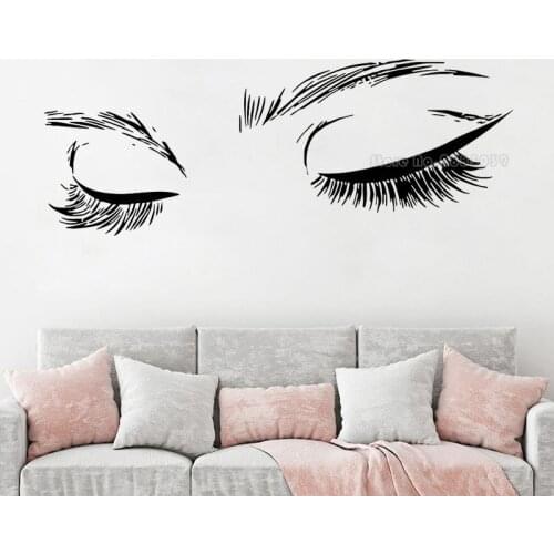 Eyelashes Salon Wall Decal Vinyl Wall Stickers Eye Lashes Logo For Beauty Salon Eyebrows Store Interior Design Wall Decor LL2346