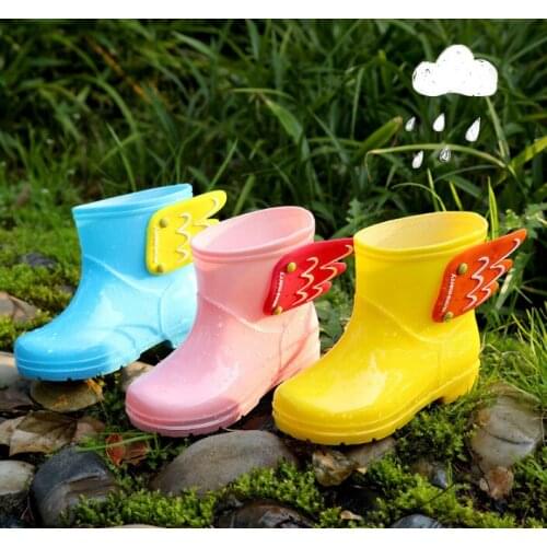 Kids Wing Rainboots Classic Childrens Shoes PVC Rubber Kids Baby Cartoon Shoes Childrens Water Shoes Waterproof Rain Boots