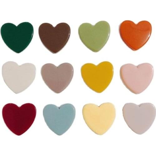 13pcs Colorful Acrylic Heart DIY Stud Earrings Headwear Making Findings 19x19mm Women Girls Handwork Jewelry Accessories