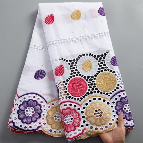 SJD LACE White African Lace 100% Cotton Fabric High Quality 2021 New Swiss Voile Lace In Switzerland Women Wedding Dresses A2486