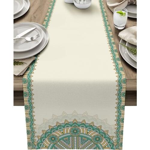 Bohemian Style Mandala Pattern Ethnic Retro Table Runner Luxury Wedding Decoration Table Cover Christmas Decoration Tablecloth