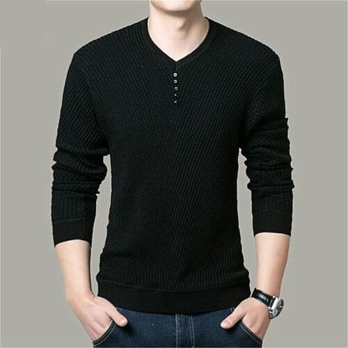 High Quality Wool Cashmere Sweaters Hot Sale Solid Color Pullover Men V Neck Men Sweater Casual Long Sleeve Brand Mens Sweaters