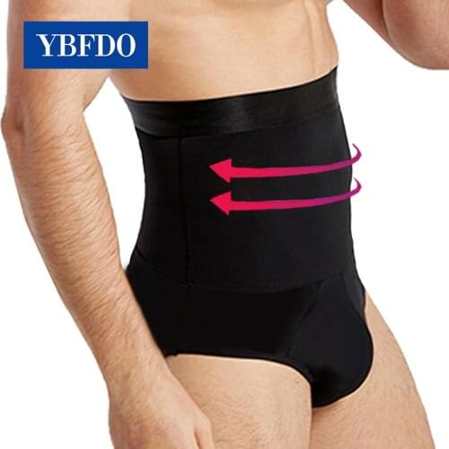 YBFDO Mens Briefs anti-slip High-waist Abdomen Slimming Seamless Belly Tummy Fitness Control Modeling Stretch Girdle Boxer Pant