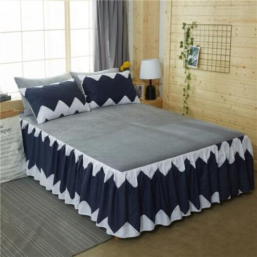 Thickened cotton velvet Bedspread Fitted Sheet Pillowcases Cotton 2/3pcs Folded Lotus Leaf Bedside