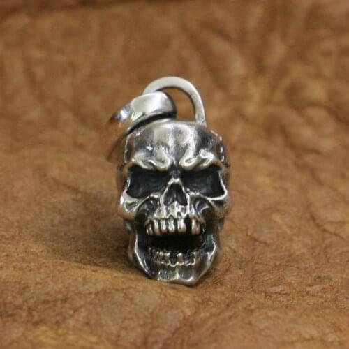 High Details Skull Pendant 925 Sterling Silver Mens Biker Rock Punk Pendant TA221 JP
