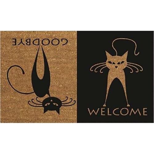 Funny Cat Goodbye Welcome Doormat Non Slip Backing Bathroom Kitchen Decor Area Funny Doormat Indoor Outdoor Rug