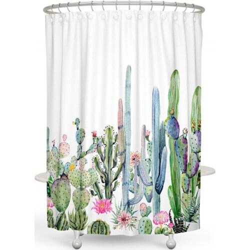 Africa Ttropical Plant 180*180 Waterproof Shower Curtain Cactus Polyester Fabric Bath Curtain Bathroom Curtains Home Decoration