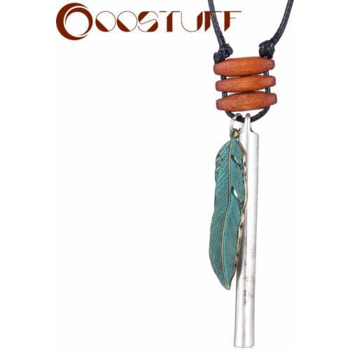 Women Jewelry Long Necklaces Vintage Wooden Beads Green Leaf necklaces & pendants women collares mujer choker kolye bijoux femme