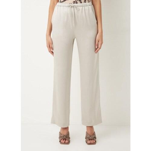 Womens Long Pants Solid Color Lace-up Elastic Waist Straight Simple Female Trousers