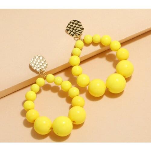 European and American Style Bohemian Color Beads Hyperbolic Womens Earrings Acrylic Retro Fashion Womens Party Accessories