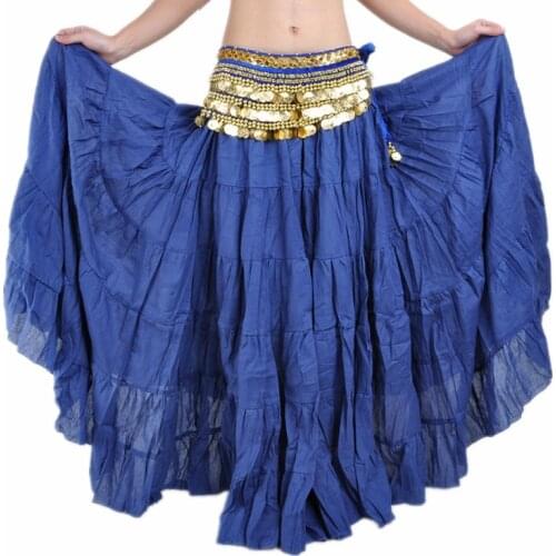 10 Yards Women Tribal Belly Dance Costume Accessory Elastic Waist Cotton Linen Gypsy Long Maxi Skirt (without belt)