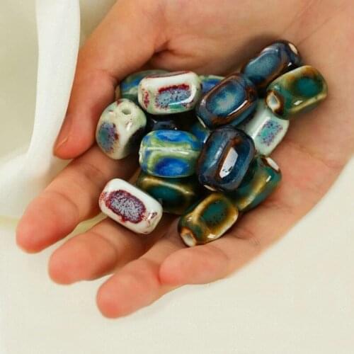 10 PCS 18x12mm Tetragonum Ceramic Beads DIY Loose Beads Handmade Porcelain Spacer Beads For Jewelry Accessories Wholesale