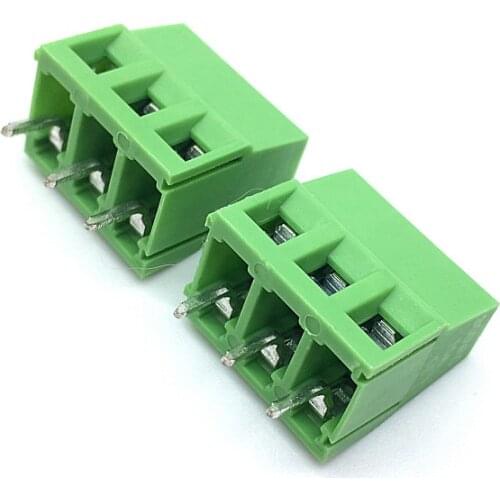 100pcs/lot KF128 5.0MM 3Pin PCB Screw Connecting Terminal Block Connectors 300V 10A KF128-3P Plug-in 5MM Green