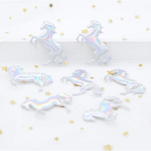 20Pcs 40*30mm Padded Shinny Colorful PU Horse Appliques for DIY Headband Giftbox Cake Topper Headwear Hair Decor Accessories H22