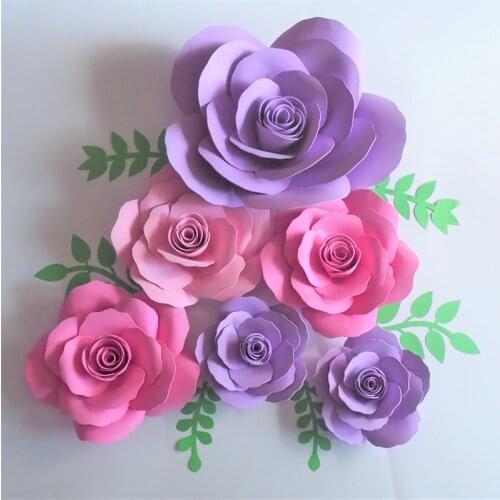 2018 Giant Foam Paper Flowers Backdrop 6PCS + Leaves 6PCS For Wedding & Event Outdoor Decor Artificial Handmade Crafts Mix Sizes