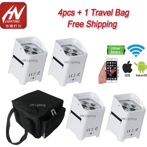4pcs Dj Freedom Par Rechargeable 4X18W RGBWA+UV 6IN1 LED Uplight Battery Par Lights WIFI and IR Remote Control