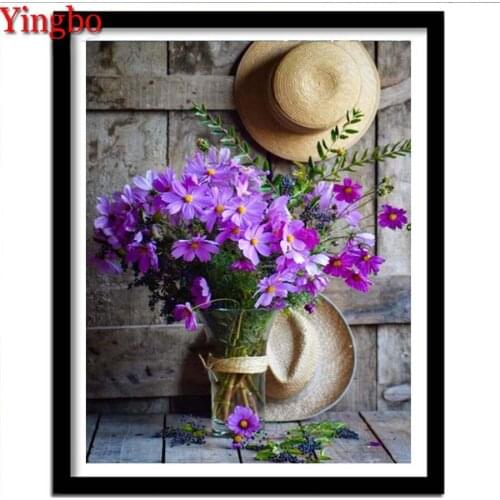 5D DIY Diamond Art Painting Kits Purple Daisy Flower Diamond Mosaic Embroidery Picture Of Rhinestones Gift Creative Hobbies