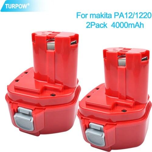 Turpow 12v 4000mAh NI-MH Replacement Battery For Makita 1220 PA12 1222 1233S 1233SA 1233SB 1235 1235A 1235B 192598-2 Battery