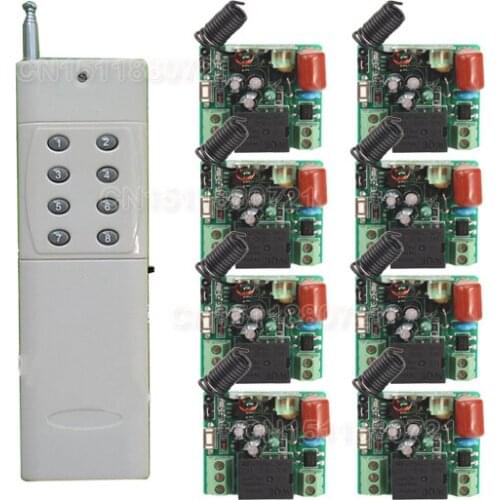 220V 1CH Radio Wireless Remote Control Switch 8 Receiver& transmitter Learning Code light lamp LED ON OFF Output Adjusted