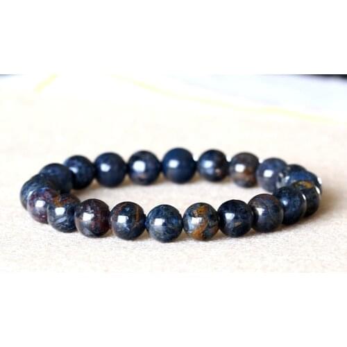 Genuine Natural Gold Blue Pietersite Namibia Stretch Mens Bracelet Round Beads 8mm