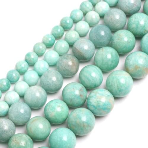 Gem-inside Natural Amazonite Round Brazilian Beads For Jewelry Making Bracelet Necklace 6-14mm 15inches DIY Jewellery