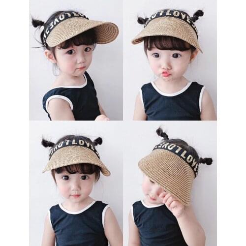 2019 Summer Hat Kids Empty Top Hat Cap Baby Straw Hat Korean Casual Shade Sunscreen Beach Sun Hat For Boys Girls gorras