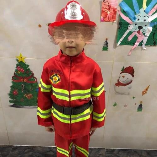 Kids Fireman Sam Costumes Role-play Novelty Carnival Clothing Set Firefighter Cosplay Army Suit Children Boy Girls Performance