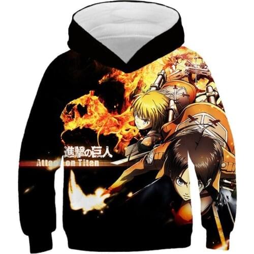 Children Harajuku Anime Cartoon Hoodies Casual Clothes Boy Girl 3D Hooded Sweatshirts Kids Autumn Spring Top Pullover 4T -14T