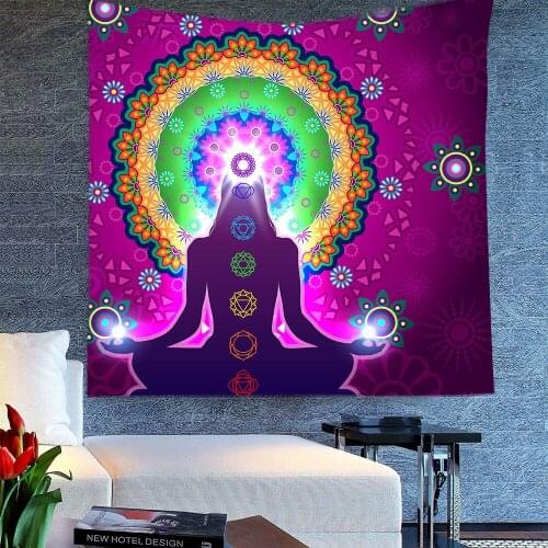 Simsant Psychedelic Chakra Tapestry Yoga Meditation Art Wall Hanging Tapestries for Living Room Home Dorm Decor