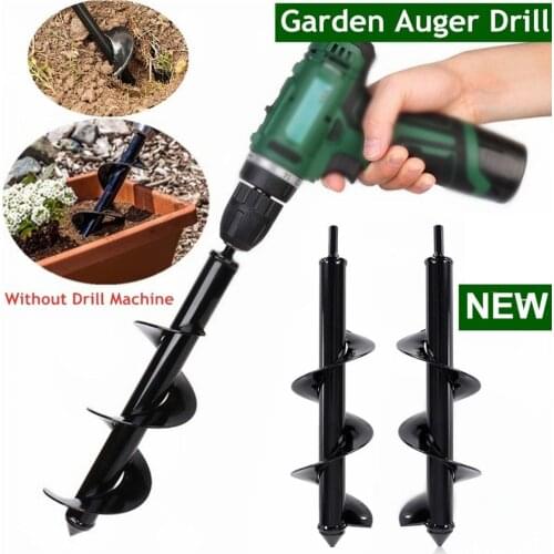 JUSTINLAU Garden Auger Spiral Drill Bit Flower Planter Bulb Shaft Drill Auger Yard Gardening Bedding Planting Hole Digger Tool