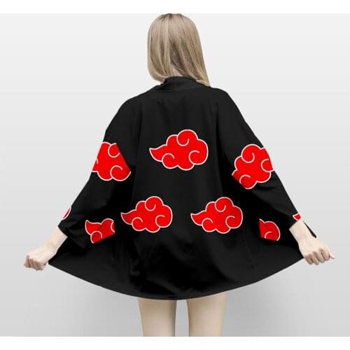 Cosplay Anime uzumaki akatsuki red cloud japanese kimono cardigan men women haori yukata kakashi kimono short sleeve shirt