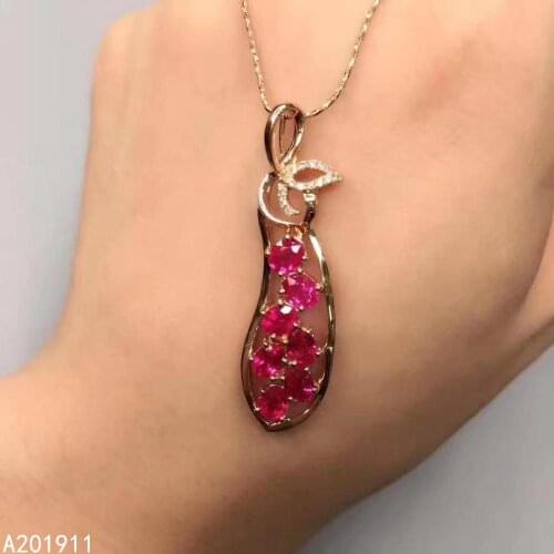 KJJEAXCMY fine jewelry 925 sterling silver inlaid Natural ruby luxurious female necklace pendant support detection exquisite